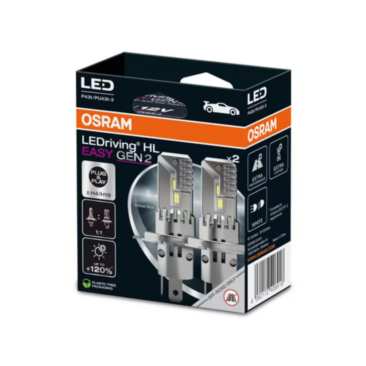 OSRAM Auton polttimot LEDriving HL EASY GEN2 H4/H19, 2 kpl