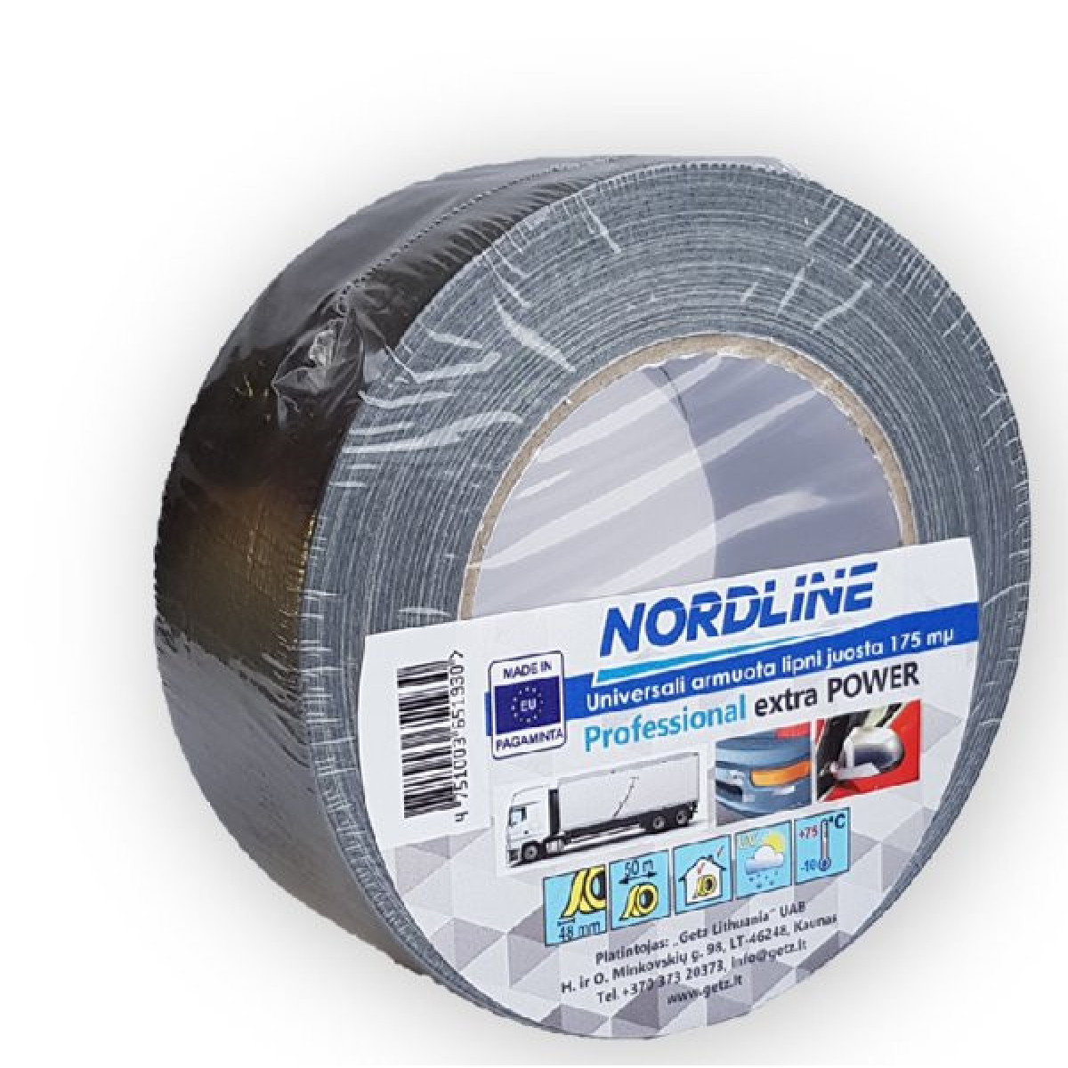 NORDLINE PREMIUM vahvistettu kangasteippi, kosteudenkestävä, harmaa, 48mm x 50m