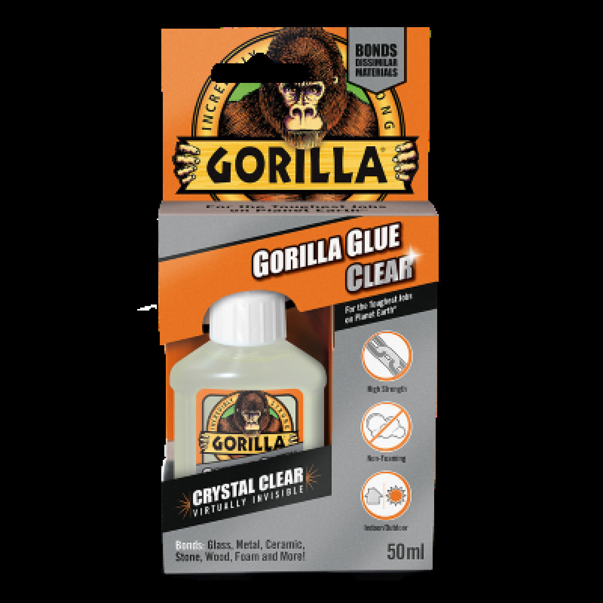 GORILLA Gorilla Crystal Clear Glue, yleiskäyttöinen läpinäkyvä liima, 50 ml