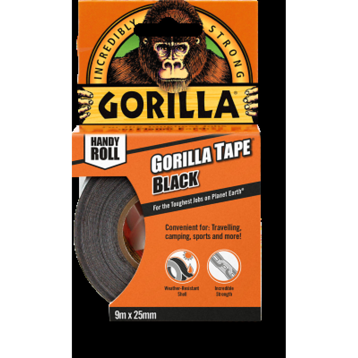 Gorilla Handy Roll Tape, teippi, 9m x 25mm Gorilla Handy Roll Tape, teippi, 9m x 25mm