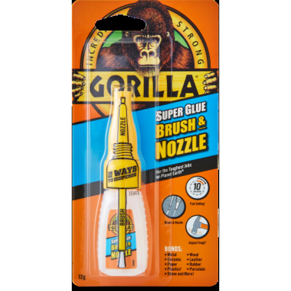 GORILLA Superglue Brush & Nozzle, yleispikaliima, 12 g