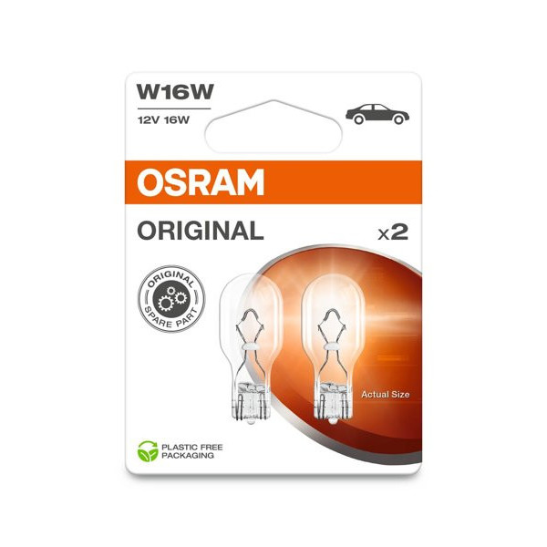 OSRAM Auton polttimo, 16W 12V W2.1X9.5, 2 kpl