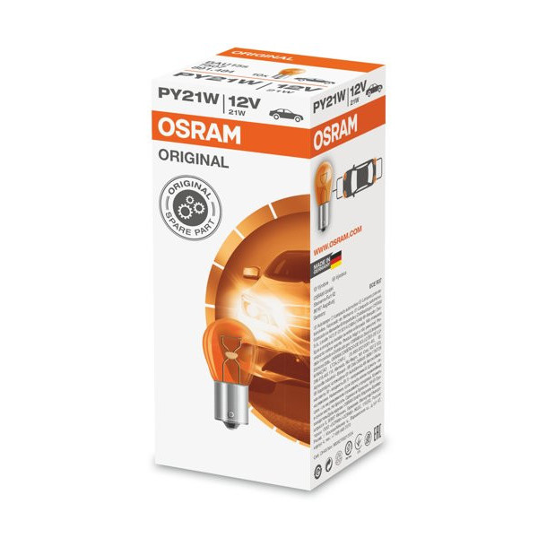 OSRAM Auton polttimo 21W 12V BAU15S (keltainen), 1 kpl