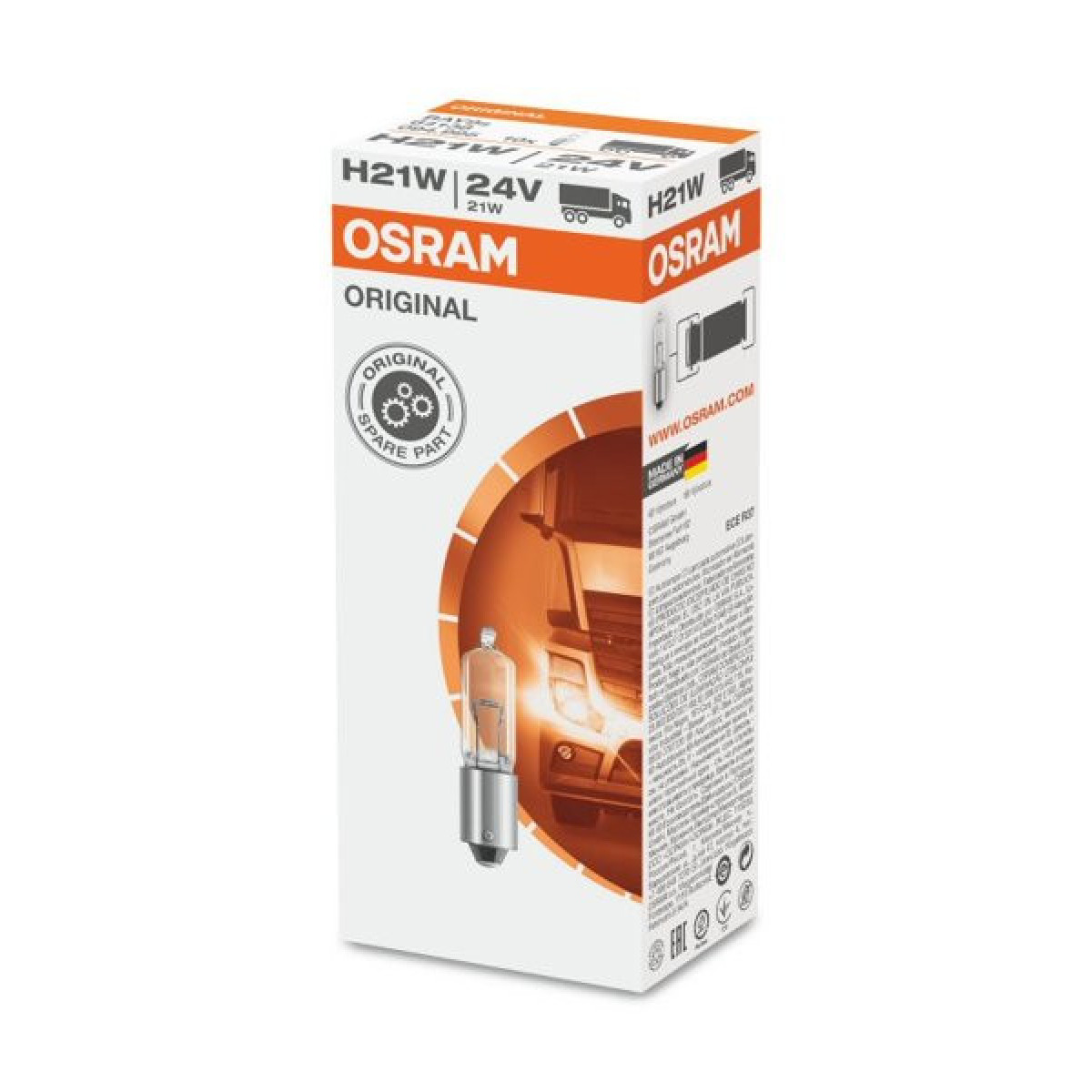 OSRAM Auton polttimo 21W 24V BAY9S, 1 kpl