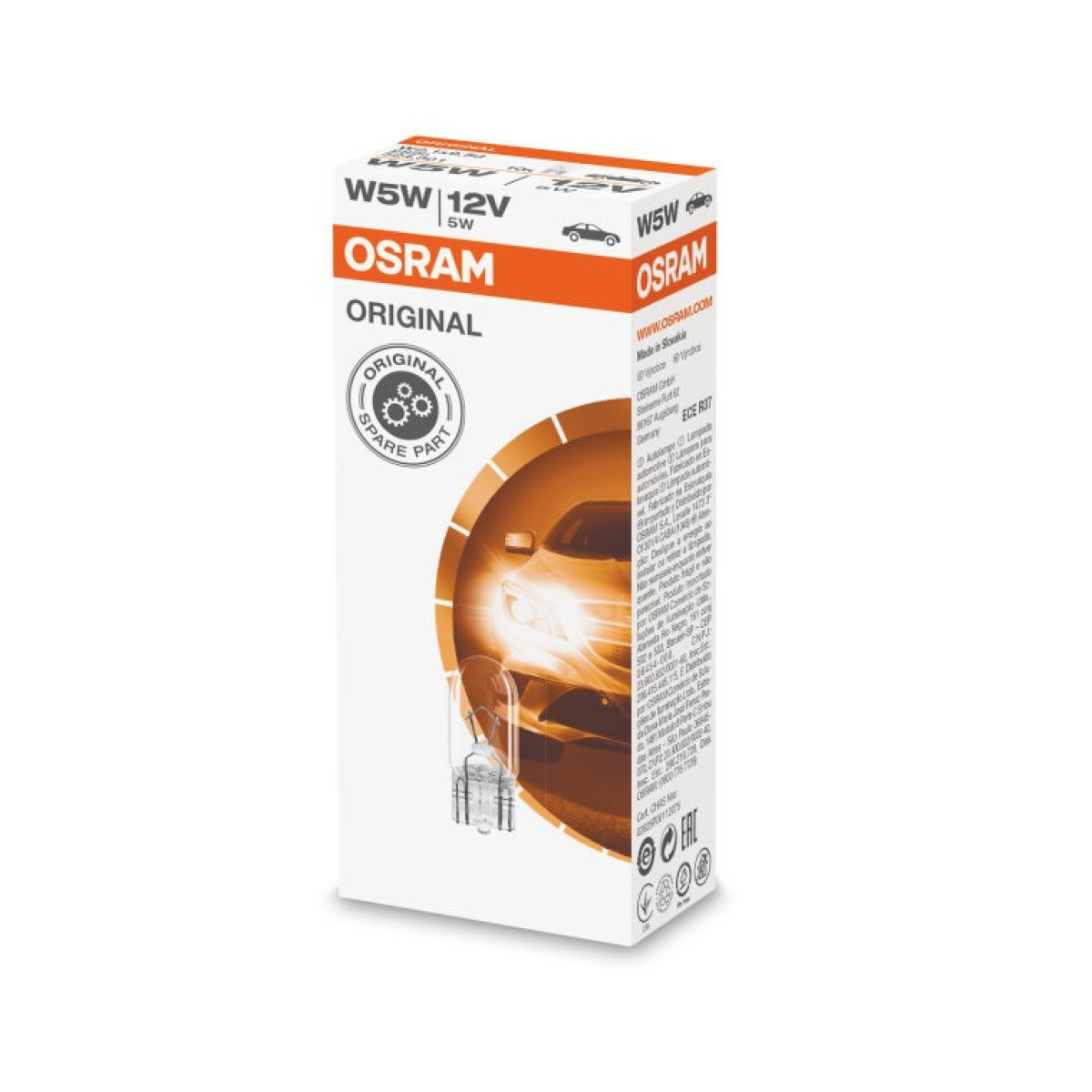OSRAM Auton polttimo 5W 12V W2.1x9.5D, 1 kpl