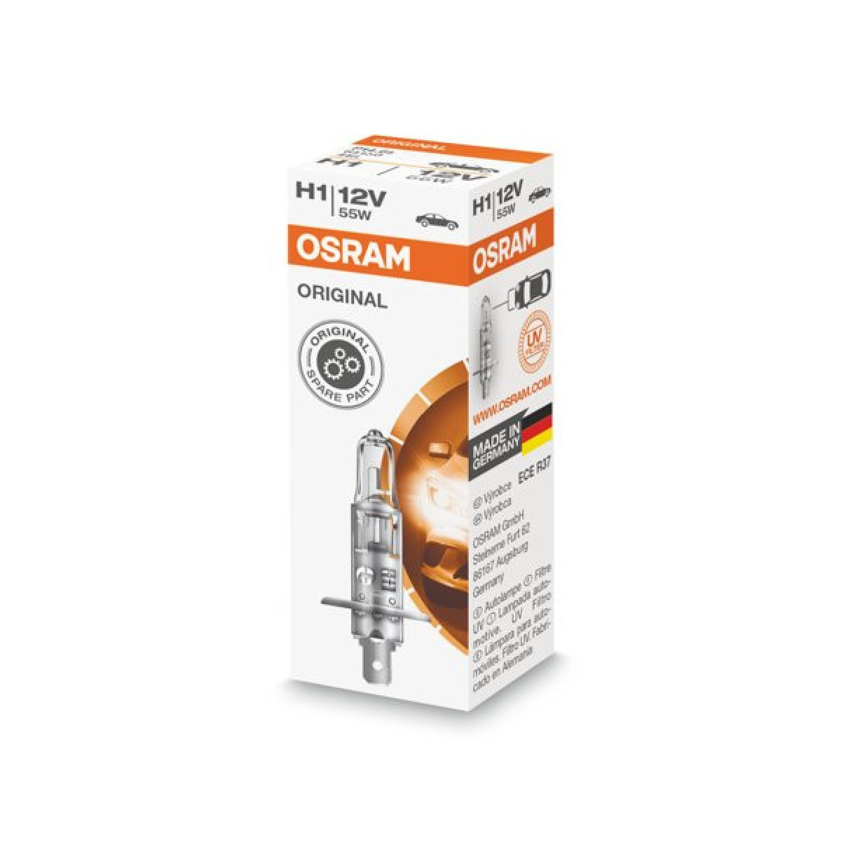 OSRAM Auton polttimo H1 55W 12V P14.5S, 1 kpl