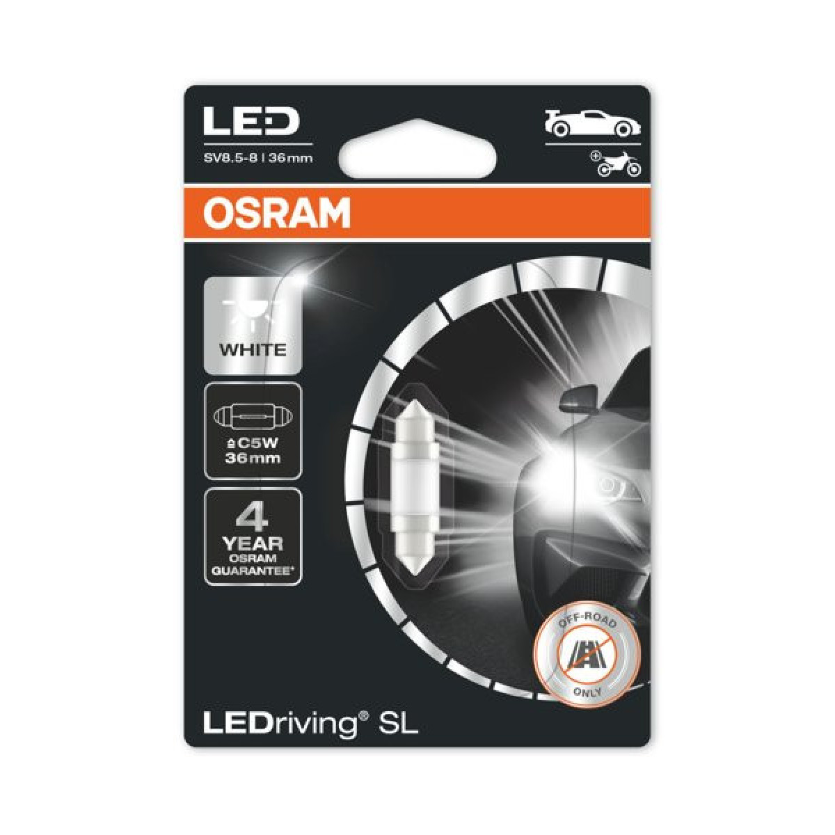 OSRAM Auton LED-polttimo, jälkiasennettava 0,5 W 12 V SV8.5-85, (L6436CW-01B), 1 kpl