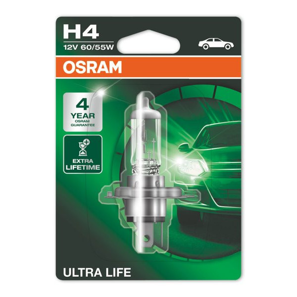 OSRAM Auton polttimo, ULTRA LIFE H4 60/55W 12V P43T, 1 kpl