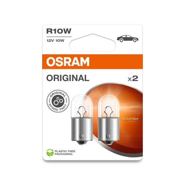 OSRAM Auton polttimot 10W 12V BA15S, 2 kpl