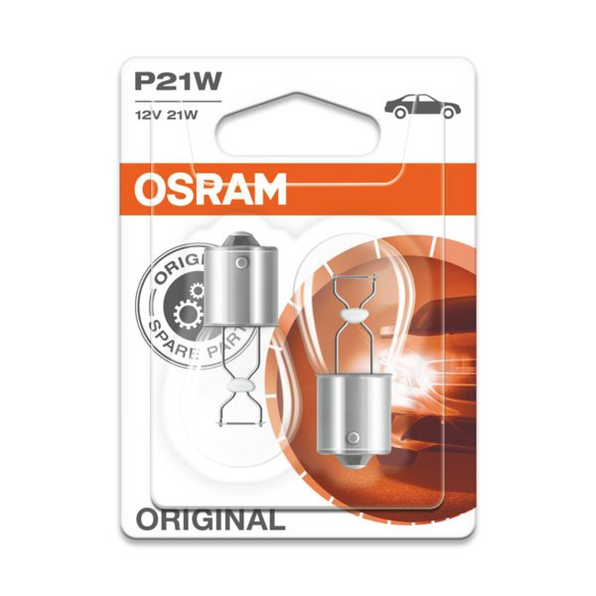OSRAM Auton polttimot 21W 12V BA15S, 2 kpl