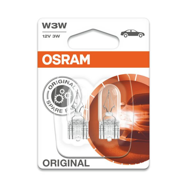 OSRAM W2.1x9.5D, Auton polttimot, 3W 12V, 2 kpl