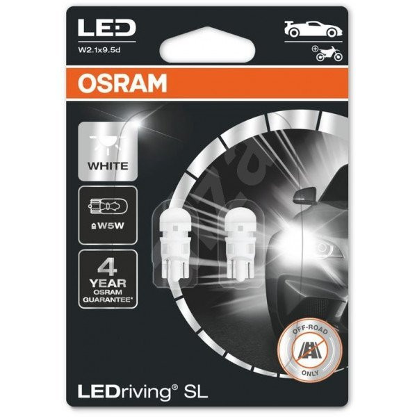 OSRAM Auton LED-polttimot jälkiasennettavaksi 1W 12V W2.1x9.5D, 2 kpl
