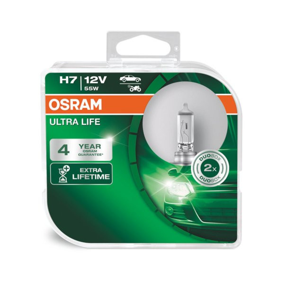OSRAM Auton polttimot, ULTRA LIFE H7 55W 12V PX26D, 2 kpl