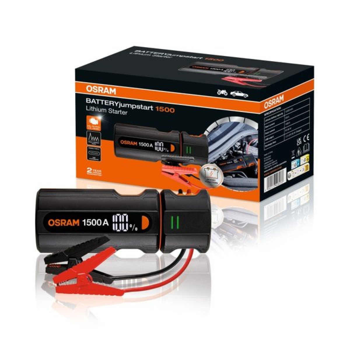 OSRAM Battery jumpstart 1500 (OJS030), Auton käynnistysapu, 1500 A 12000 mAh