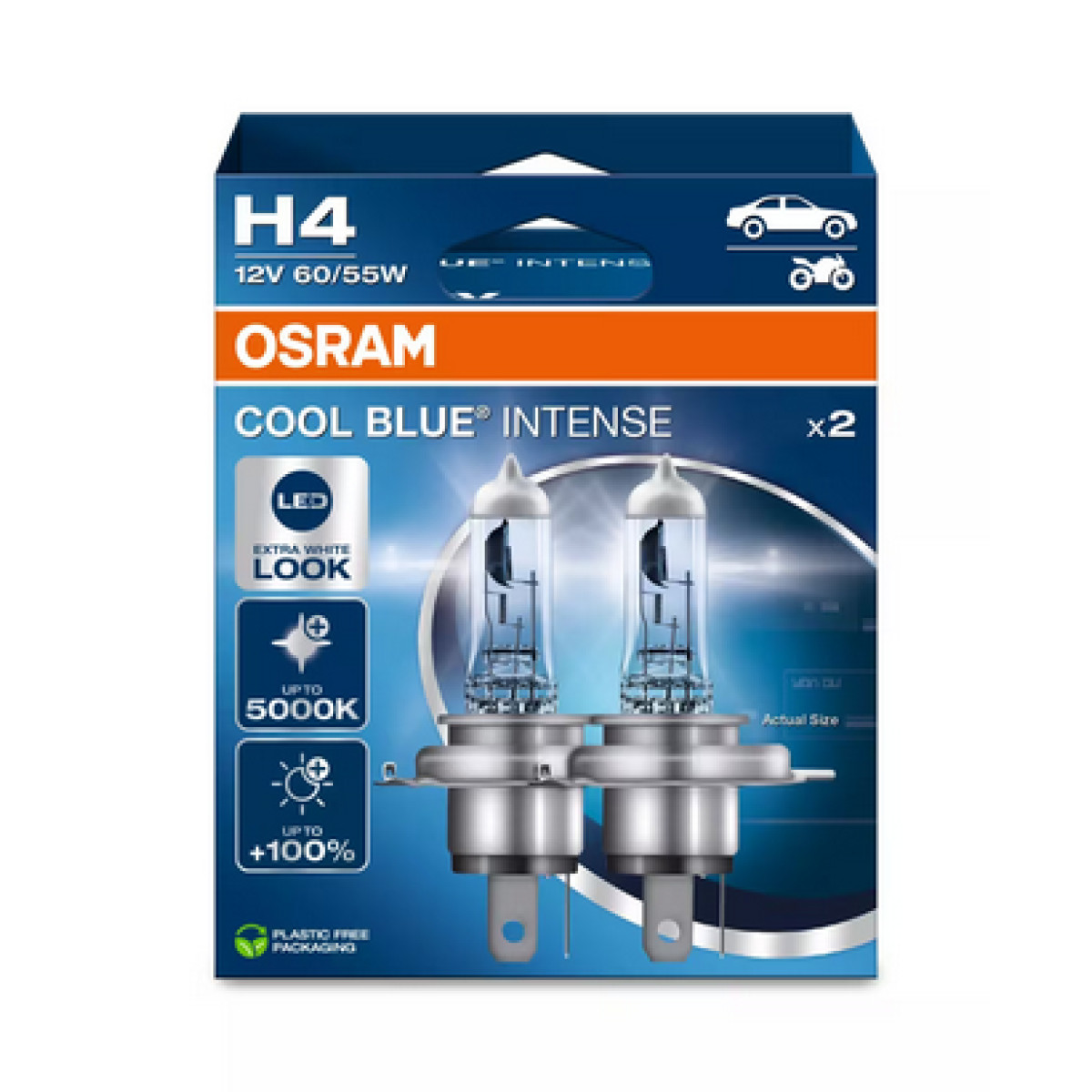 OSRAM Auton polttimot COOL BLUE INTENSE H4 NEXT GEN 5000K 60/55W 12V P43T, 2 kpl