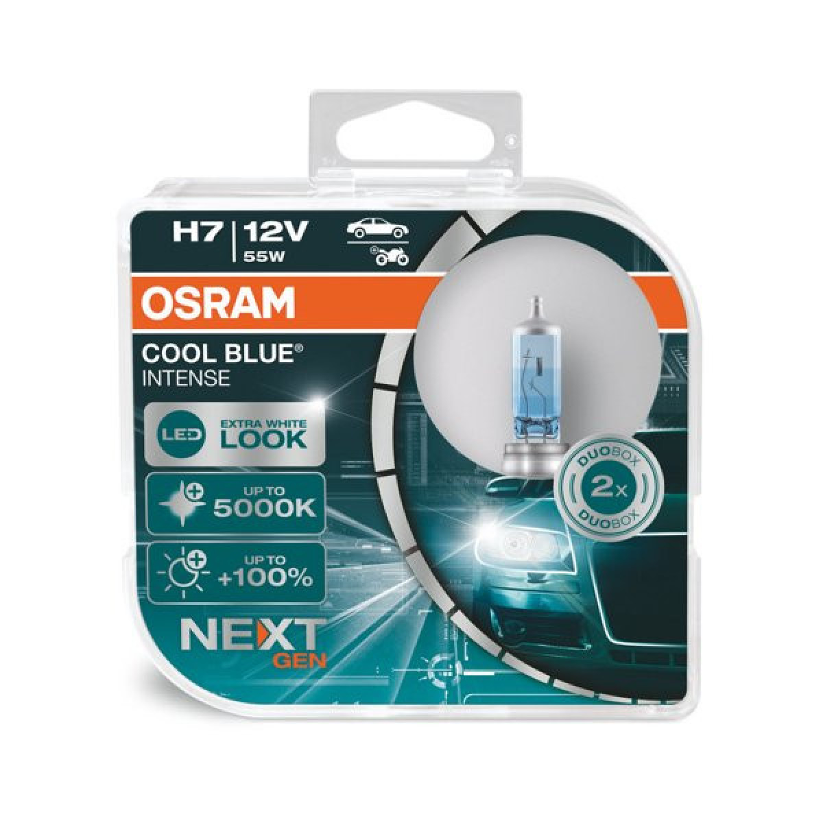 OSRAM Auton polttimot COOL BLUE INTENSE H7 NEXT GEN 5000K 55W 12V PX26D, 2 kpl