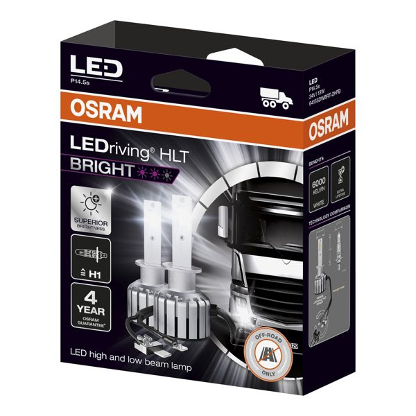 OSRAM LED-auton polttimot H1 13W 24V P14.5SAX23, 2 kpl