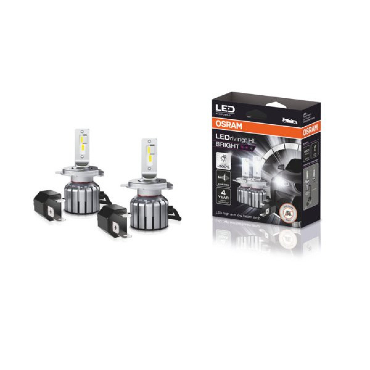 OSRAM LED-auton polttimot H4 15W 12V P43T 4X2, 2 kpl