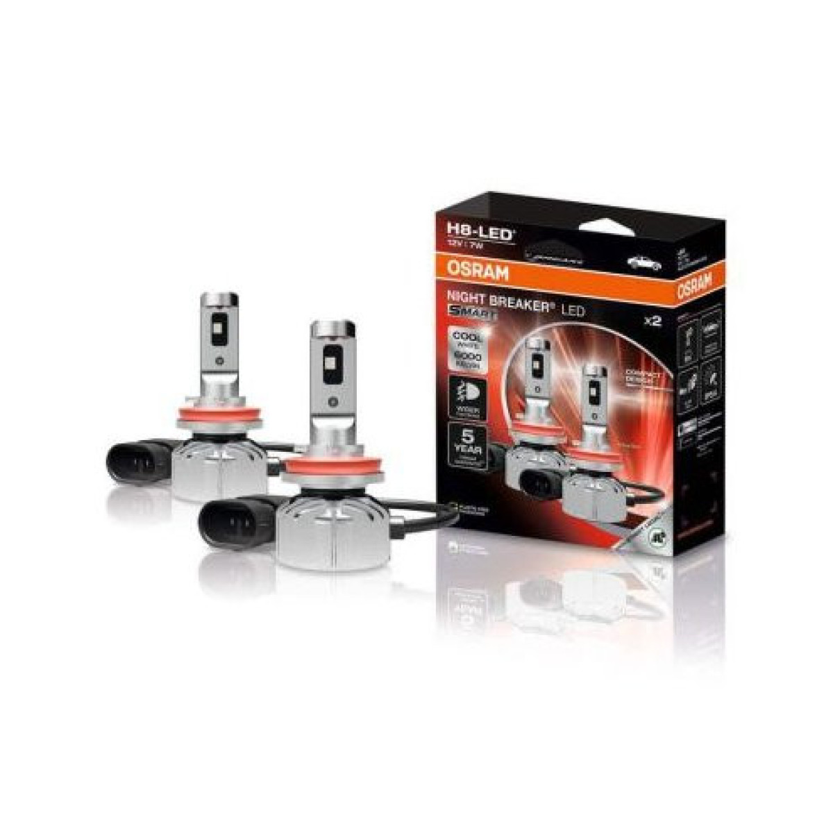 OSRAM auton polttimot NIGHT BREAKER LED H8 Street Legal Smart 7W 6000K, 2 kpl