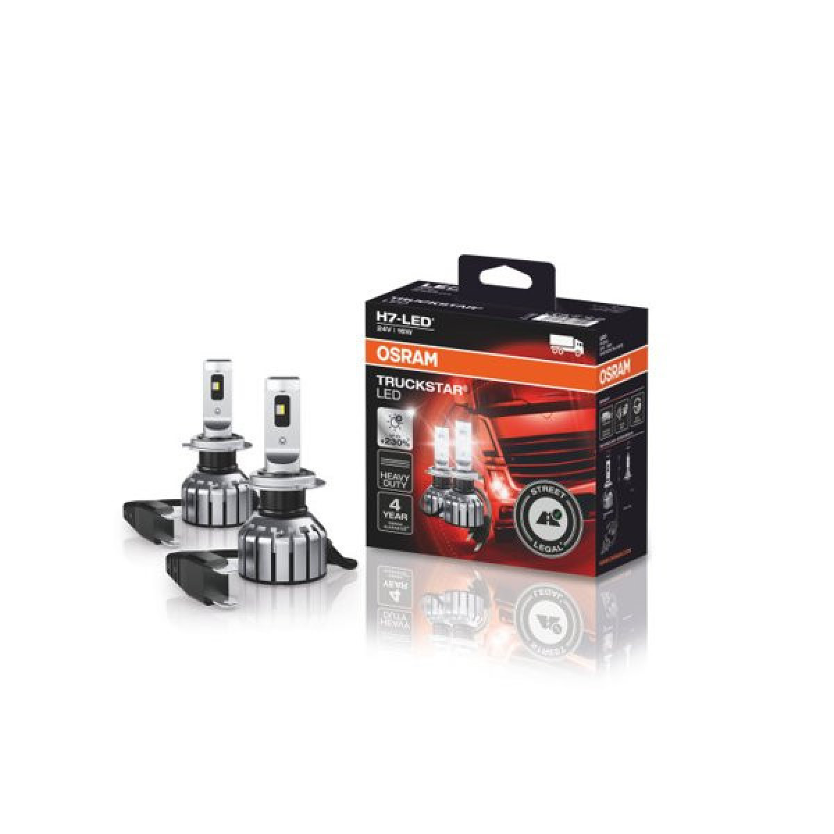 OSRAM TRUCKSTAR LED H7 Street Legal 16W 24V 6000K 150lm, 2 kpl