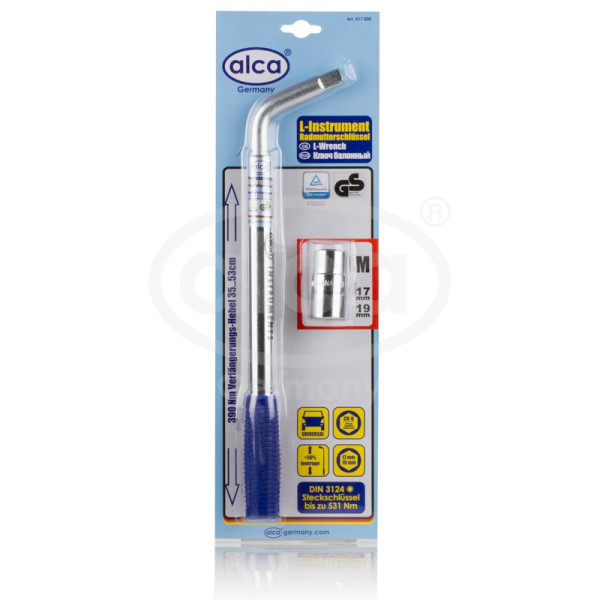 ALCA Ext.Wheel L-Wrench, L-muotoinen pyöränmutteriavain, 17/19 mm