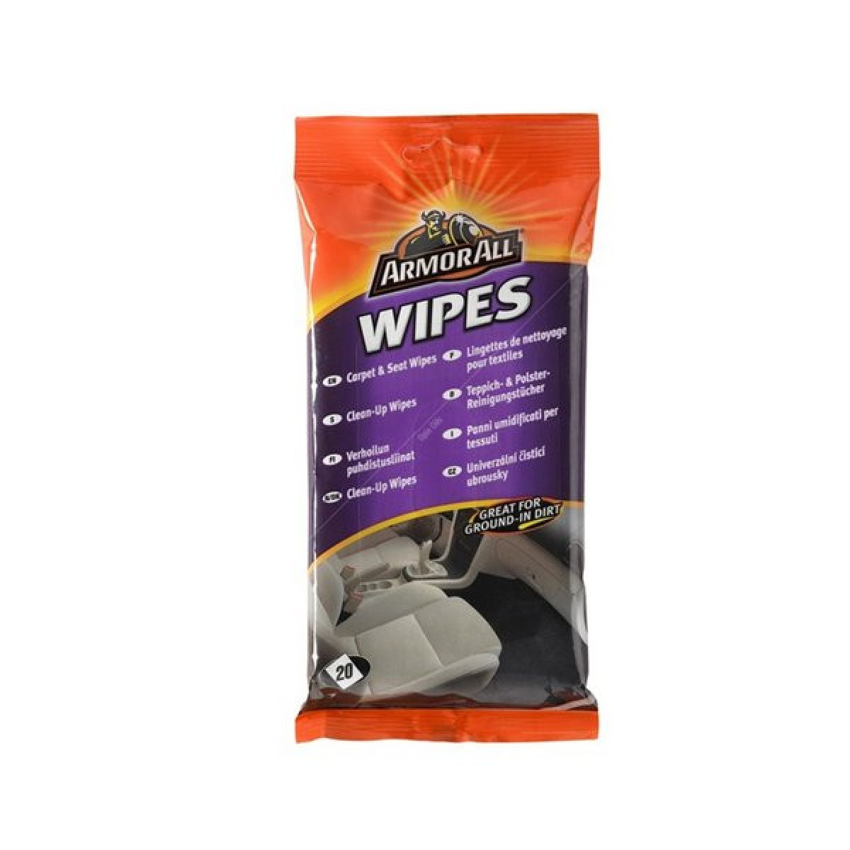 ARMORALL CRPT & Seat flow wipes, verhoilun puhdistusliinat, 20 kpl