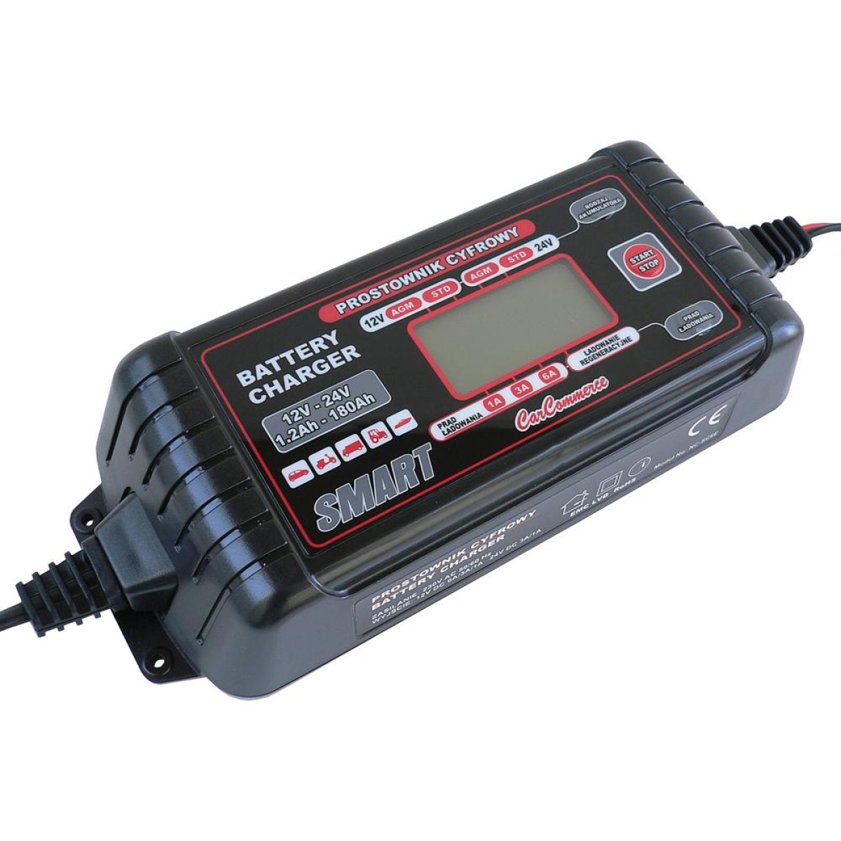 Automaattinen digitaalinen akkulaturi SMART NC-SC6E 12V-24V 1A/3A/6A 42909