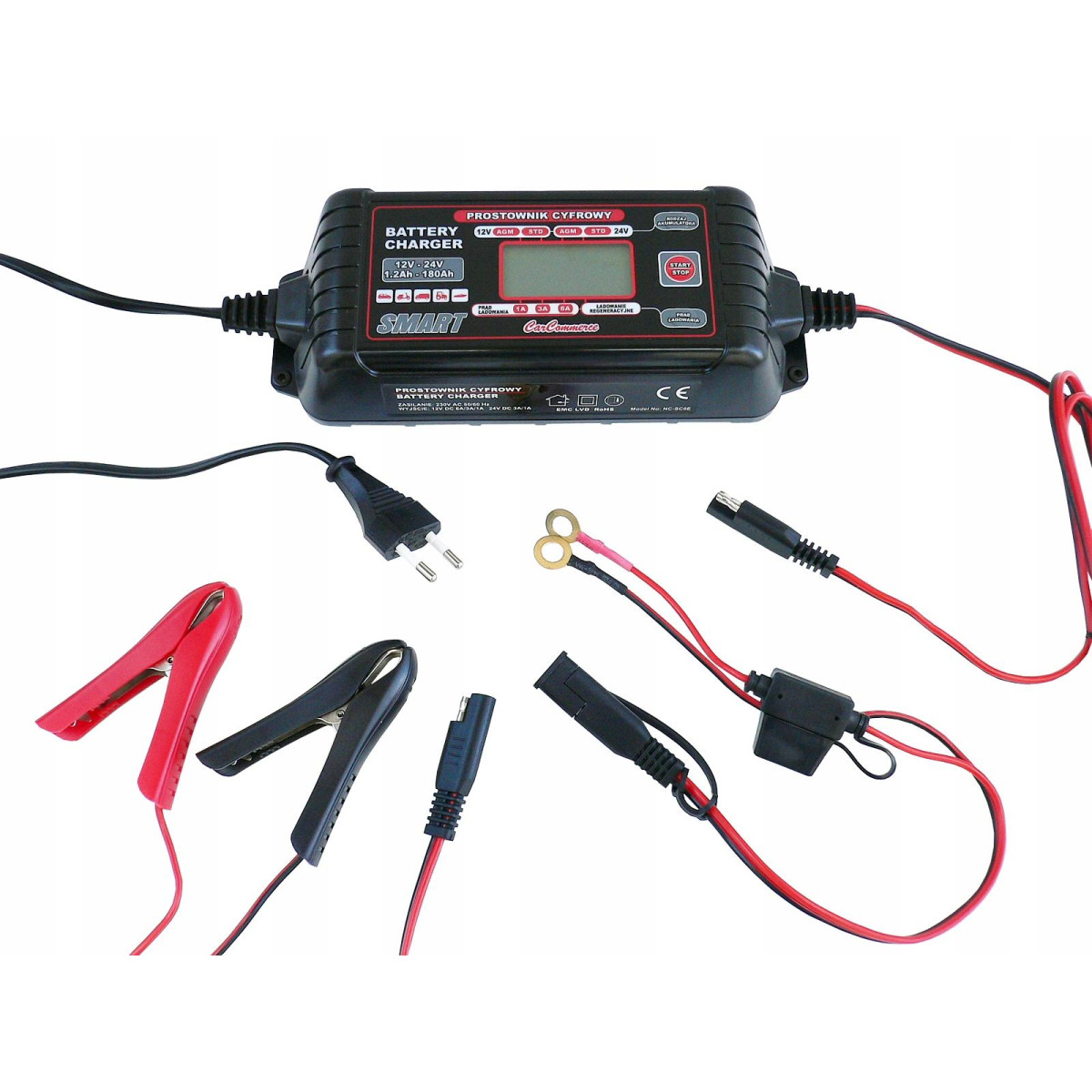 Automaattinen digitaalinen akkulaturi SMART NC-SC6E 12V-24V 1A/3A/6A 42909