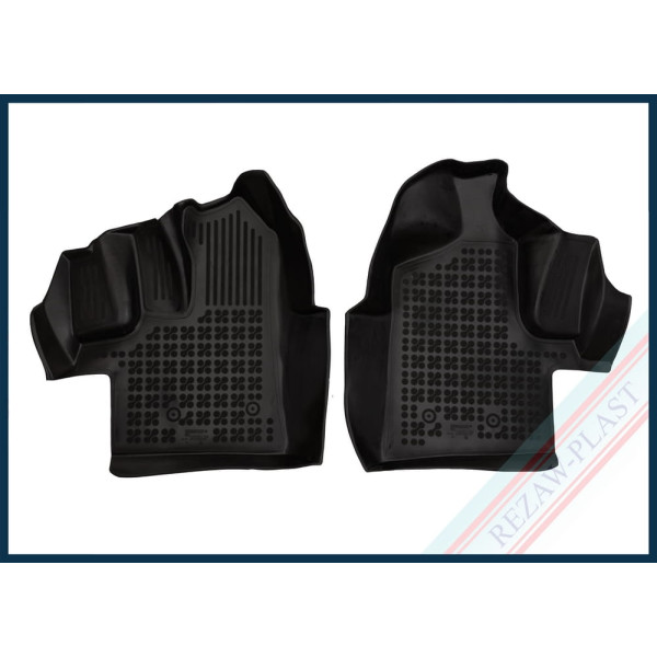 Kumi matot Ford Transit IV 2015-2021 (front, vinyl flooring, Version for the U.S. market, with built-up space under the seats - high-sided floor mats)