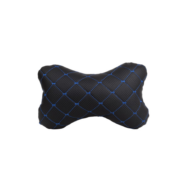 EVAtech ECO auton pääntukityyny 27x16 cm - musta / siniset ompeleet