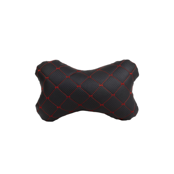EVAtech ECO auton pääntukityyny 27x16 cm - musta / punaiset ompeleet