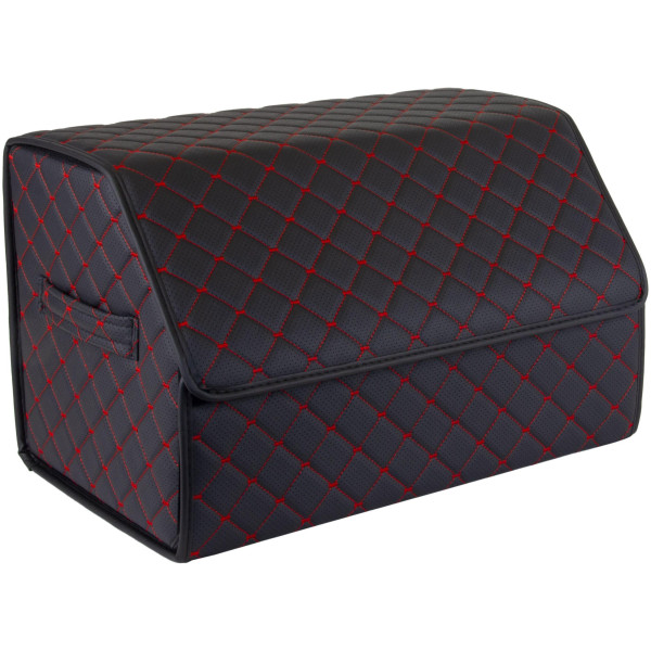 EVAtech tavaratilan järjestäjä ECO M 30x30x50 cm - musta / mustat reunat / punaiset ompeleet / musta sisusta