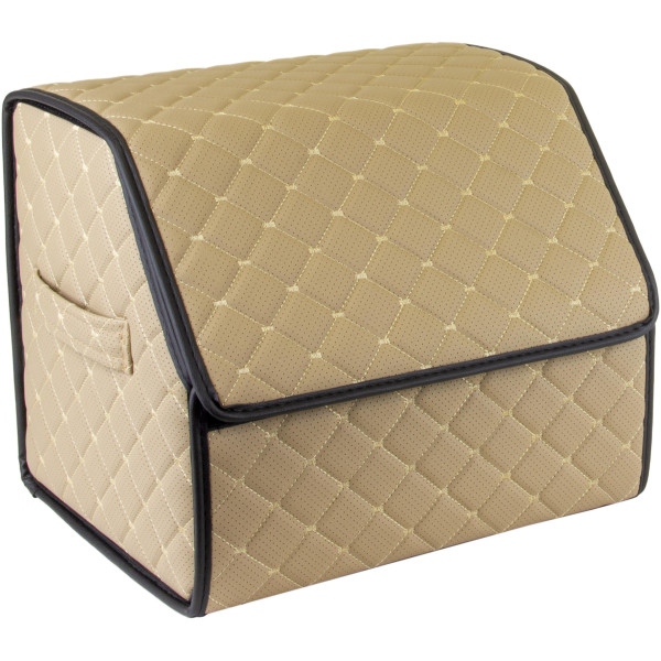 EVAtech tavaratilan järjestäjä ECO S 30x30x35 cm - hiekanvärinen / mustat reunat / hiekanväriset ompeleet / punainen sisusta