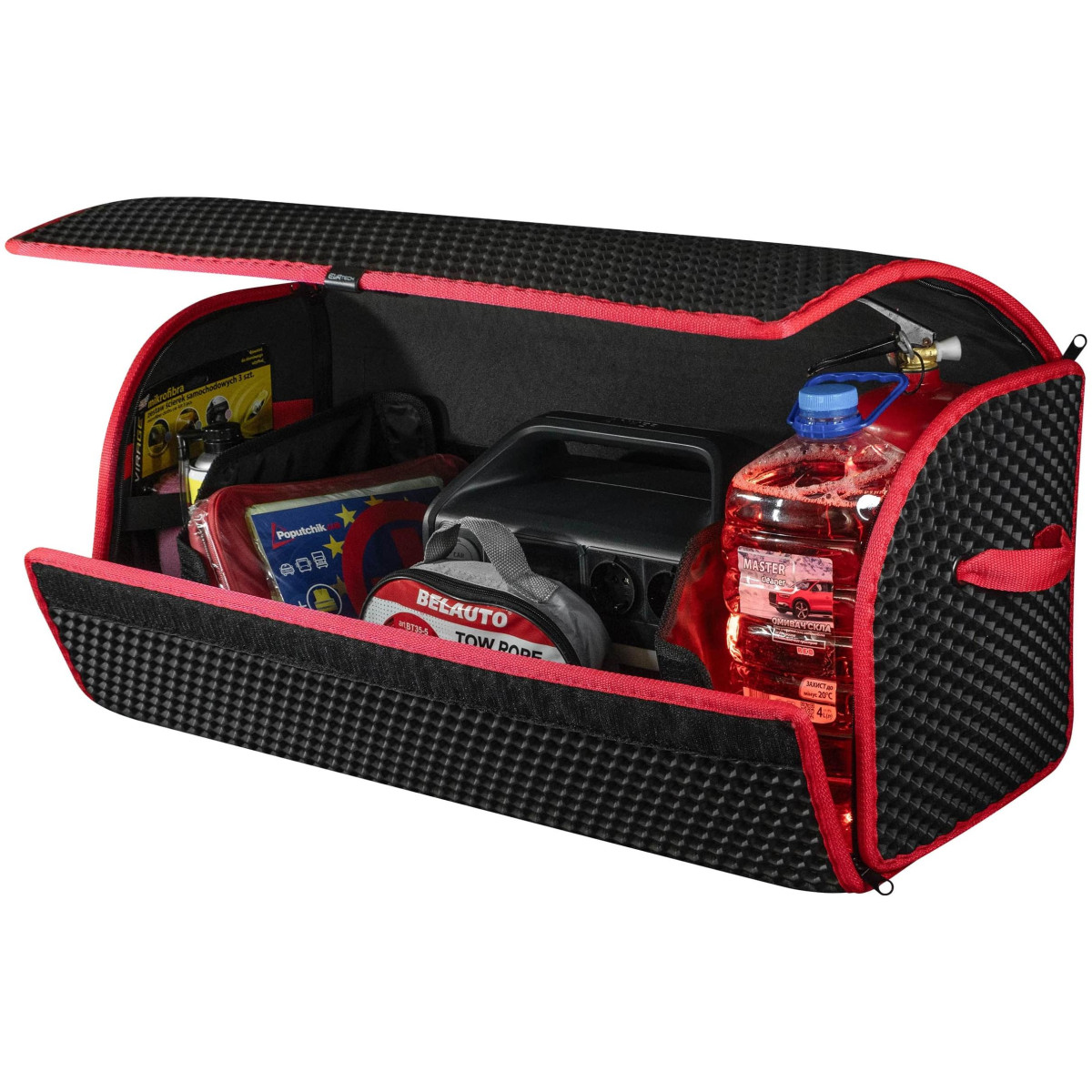 EVAtech tavaratilan järjestäjä PRO L 32x75x30 cm - musta / punaiset reunat EVAtech tavaratilan järjestäjä PRO L 32x75x30 cm - musta / punaiset reunat