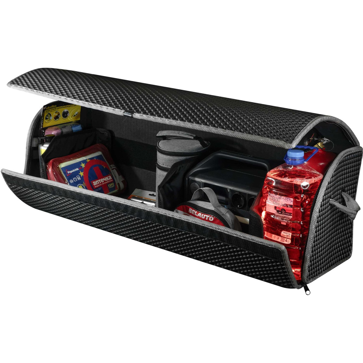 EVAtech tavaratilan järjestäjä PRO XL 32x100x30 cm - musta / harmaat reunat EVAtech tavaratilan järjestäjä PRO XL 32x100x30 cm - musta / harmaat reunat