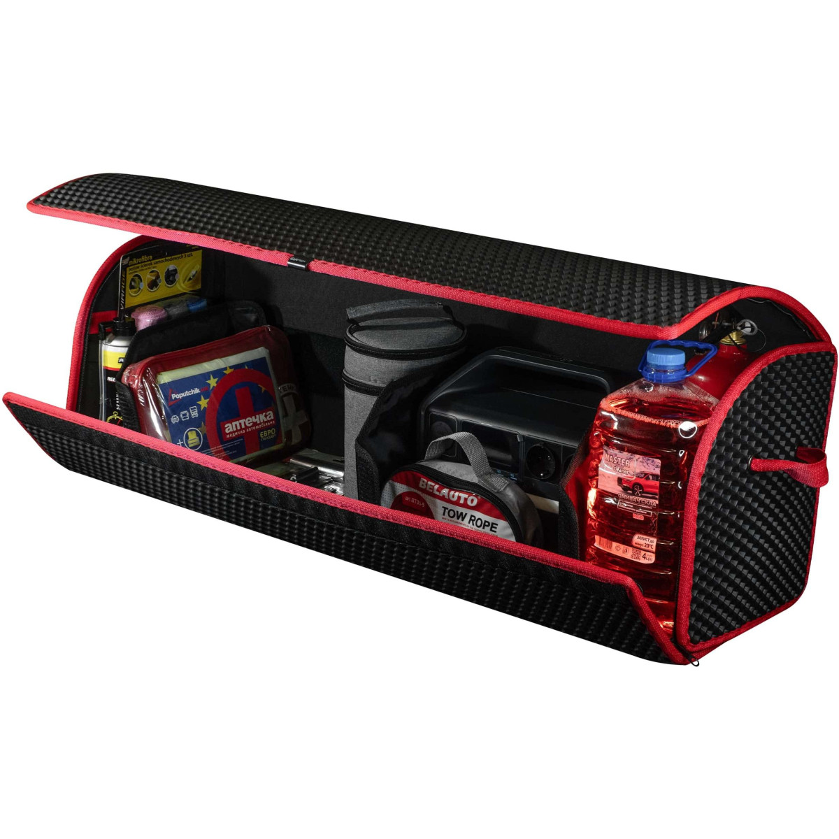 EVAtech tavaratilan järjestäjä PRO XL 32x100x30 cm - musta / punaiset reunat EVAtech tavaratilan järjestäjä PRO XL 32x100x30 cm - musta / punaiset reunat