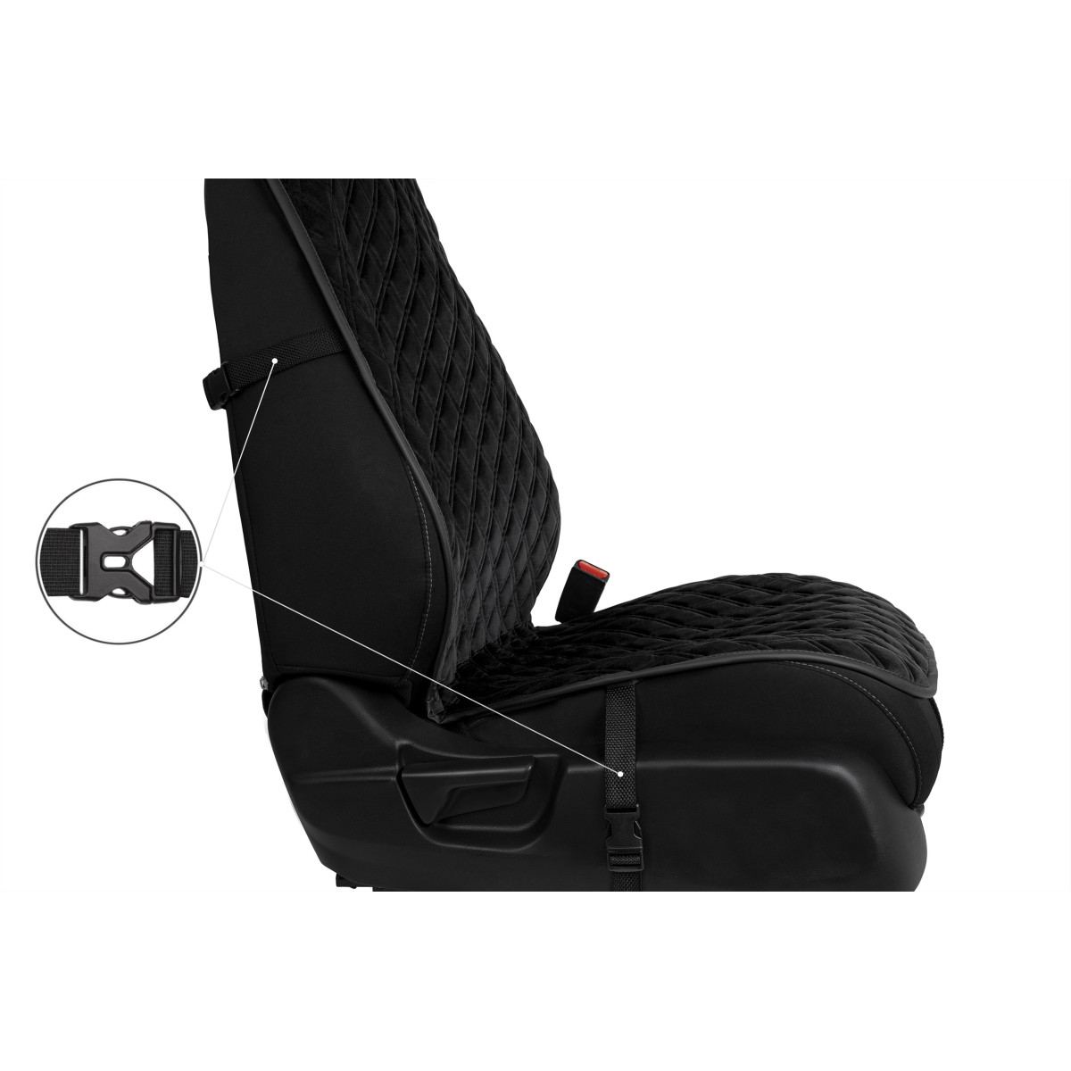 EVAtech PRO istuinsuojat, 2 kpl - musta / mustat reunat / mustat ompeleet