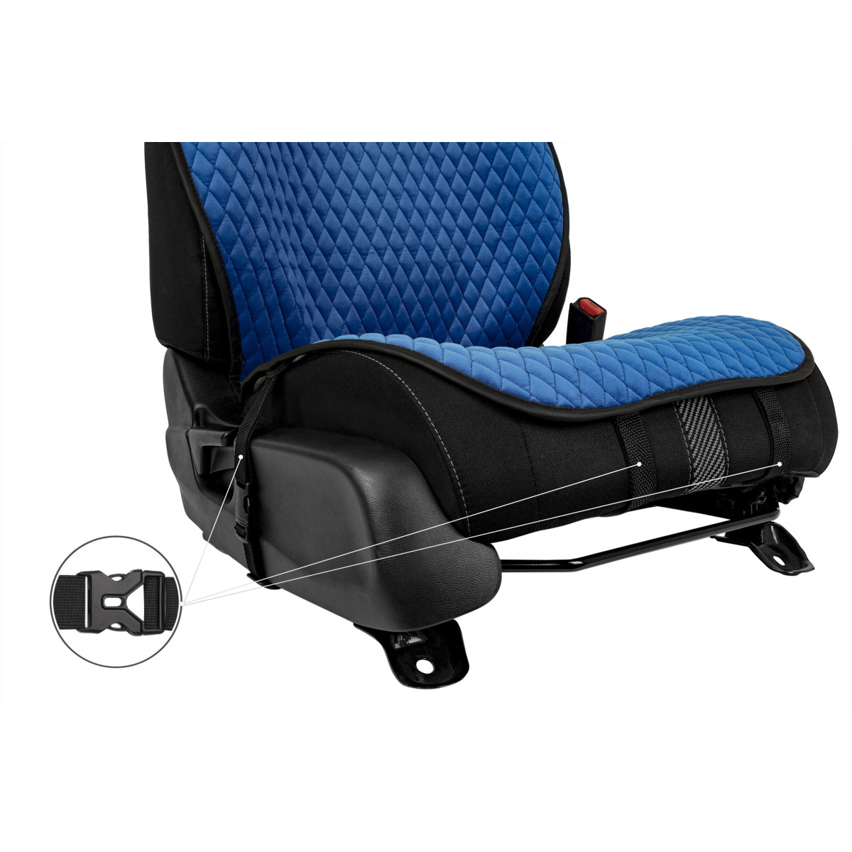 EVAtech PRO istuinsuojat, 2 kpl - sininen / mustat reunat / siniset ompeleet