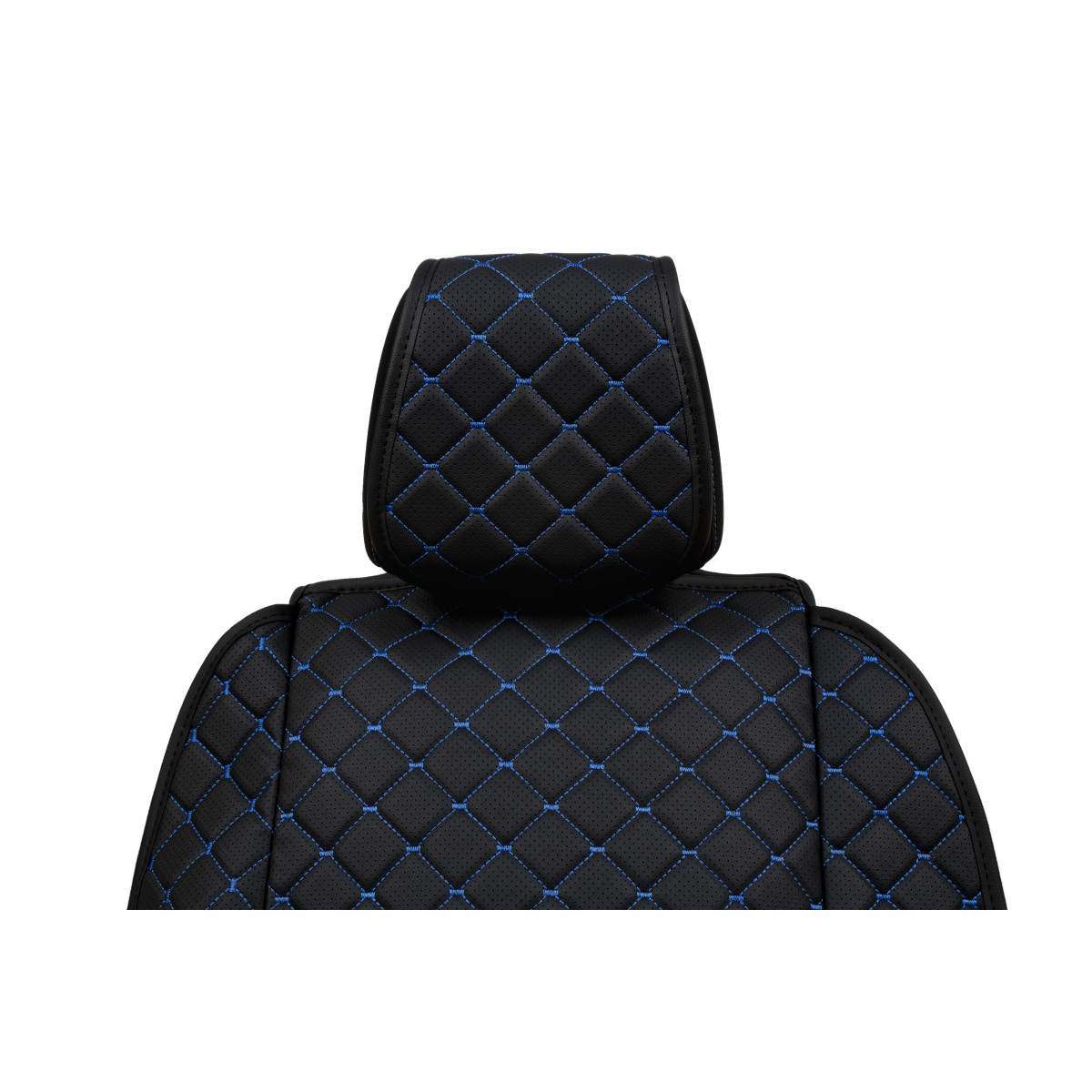 EVAtech ECO Max istuinsuoja, 1 kpl - musta / mustat reunat / siniset ompeleet