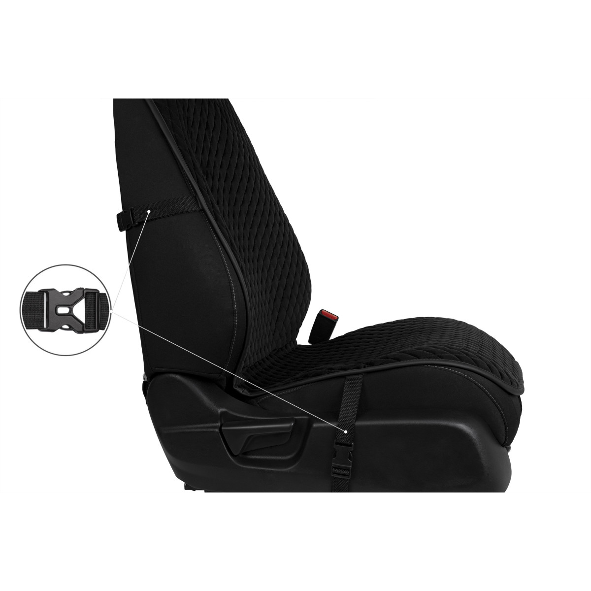 EVAtech PRO istuinsuoja, 1 kpl - musta / mustat reunat / mustat ompeleet