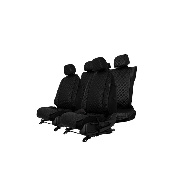 EVAtech ECO Max istuinsuojat, 3 kpl - musta / mustat reunat / mustat ompeleet