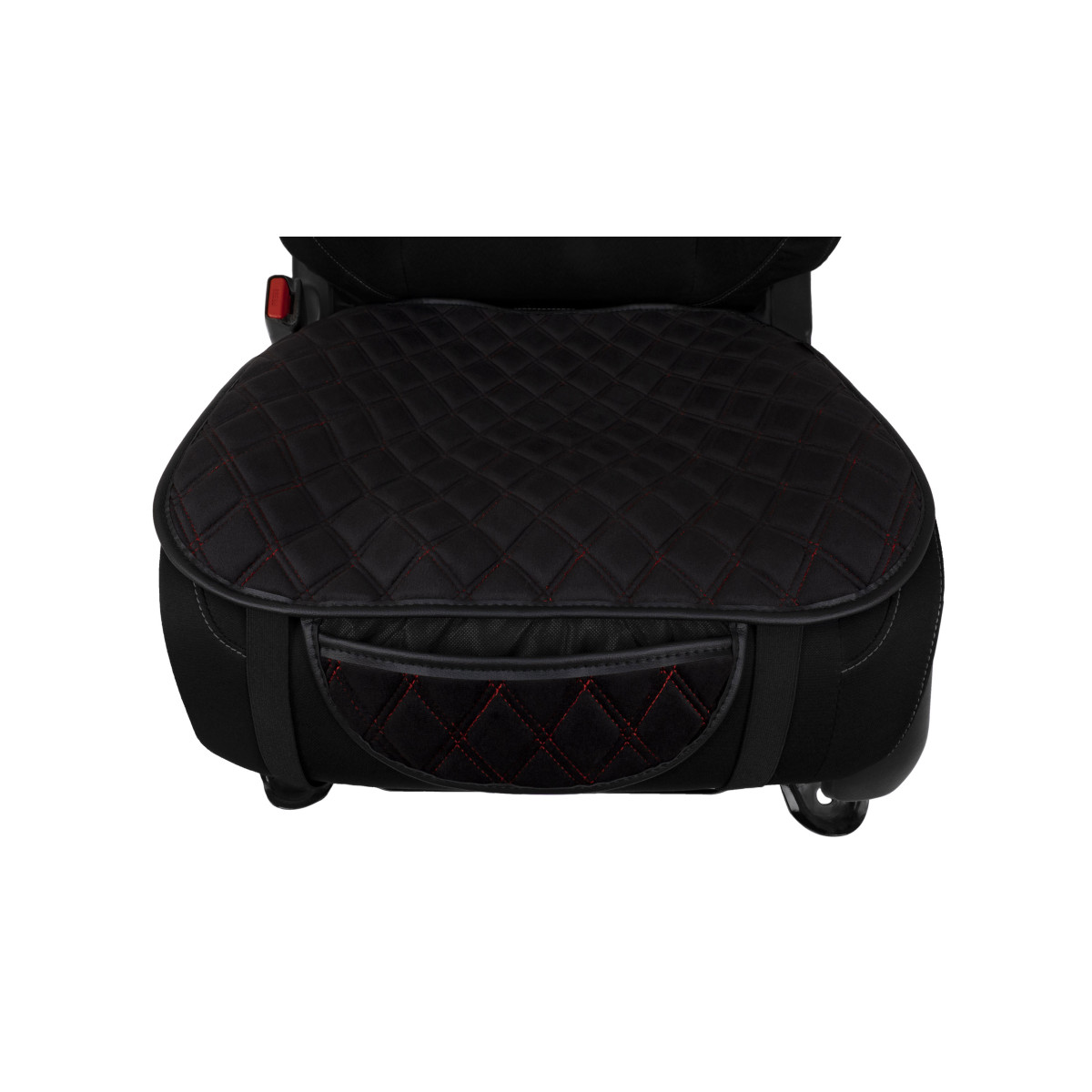 EVAtech istuinsuojat, 2 kpl - musta / mustat reunat / punaiset ompeleet