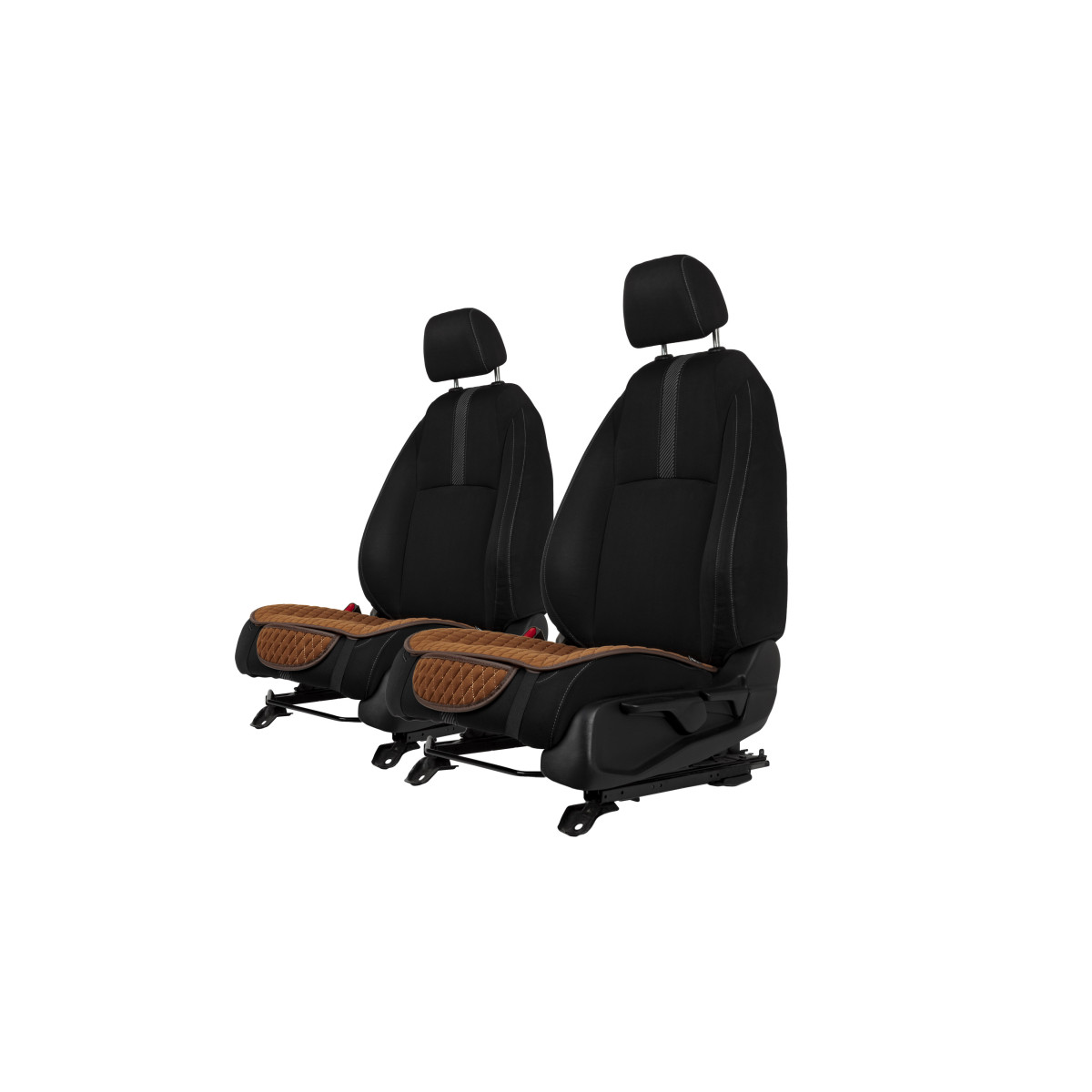 EVAtech istuinsuojat, 2 kpl - ruskea / ruskeat reunat / ruskeat ompeleet