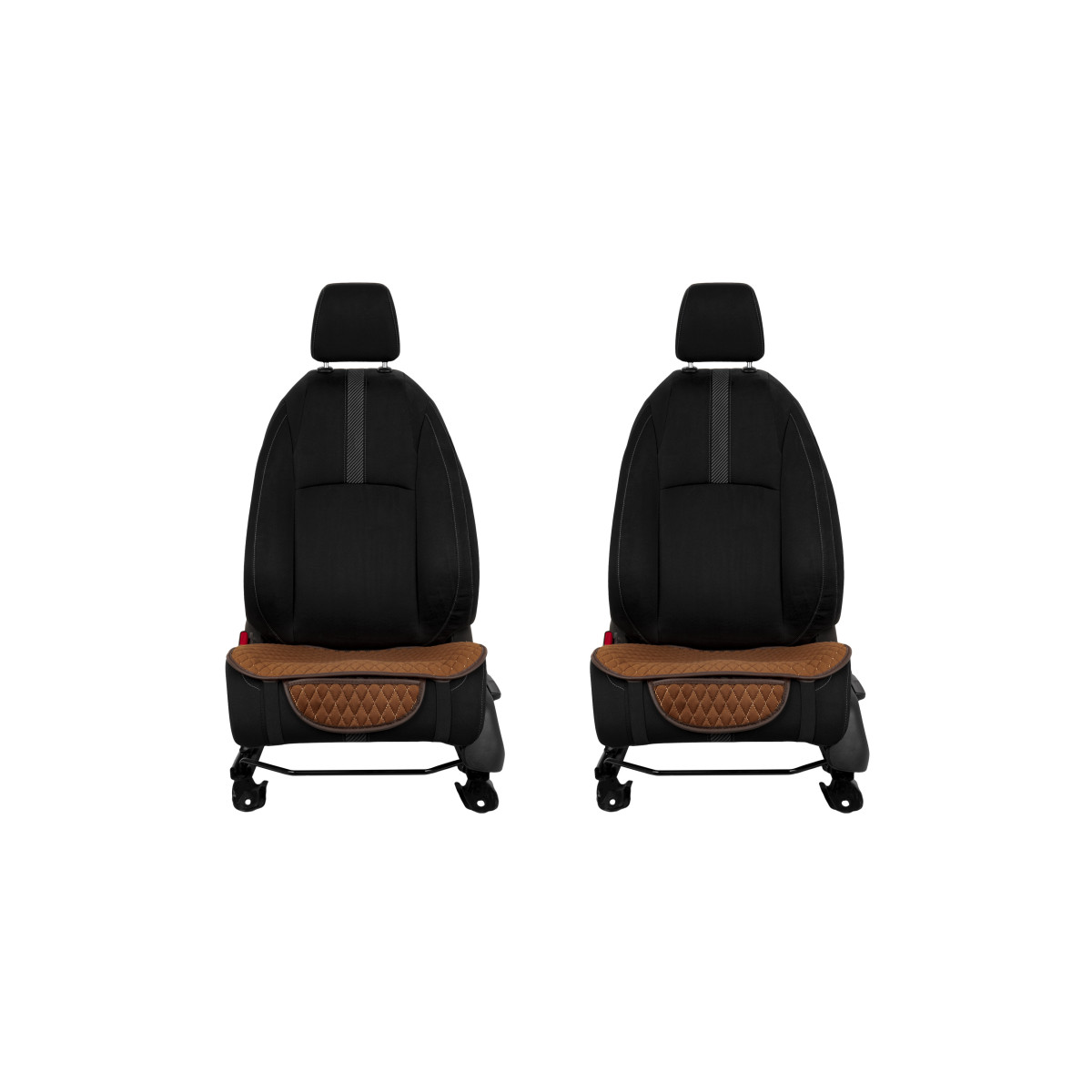 EVAtech istuinsuojat, 2 kpl - ruskea / ruskeat reunat / ruskeat ompeleet