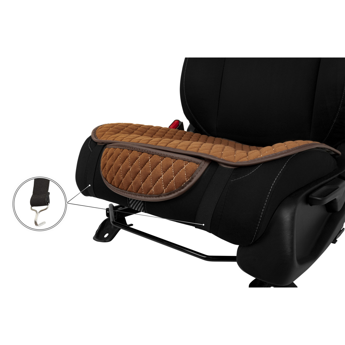 EVAtech istuinsuojat, 2 kpl - ruskea / ruskeat reunat / ruskeat ompeleet