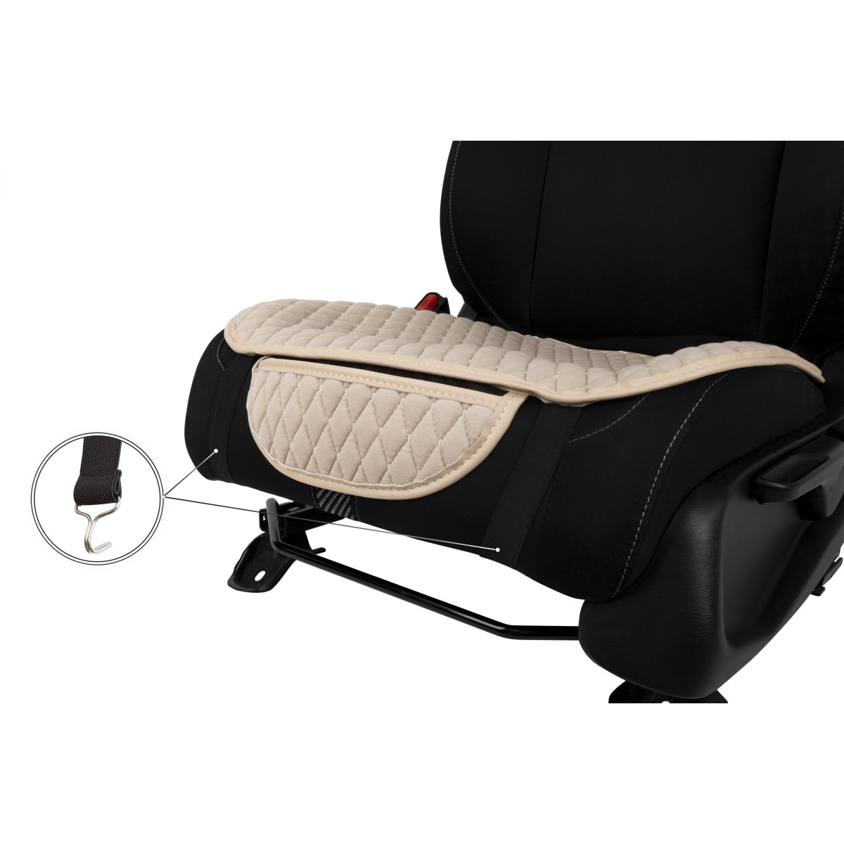 EVAtech istuinsuojat, 2 kpl - hiekanvärinen / hiekan väriset reunat / hiekanväriset ompeleet