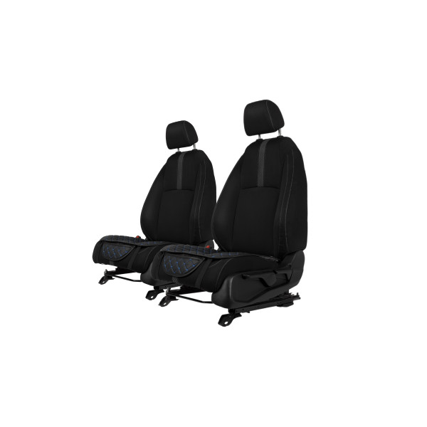 EVAtech ECO istuinsuojat, 2 kpl - musta / mustat reunat / siniset ompeleet