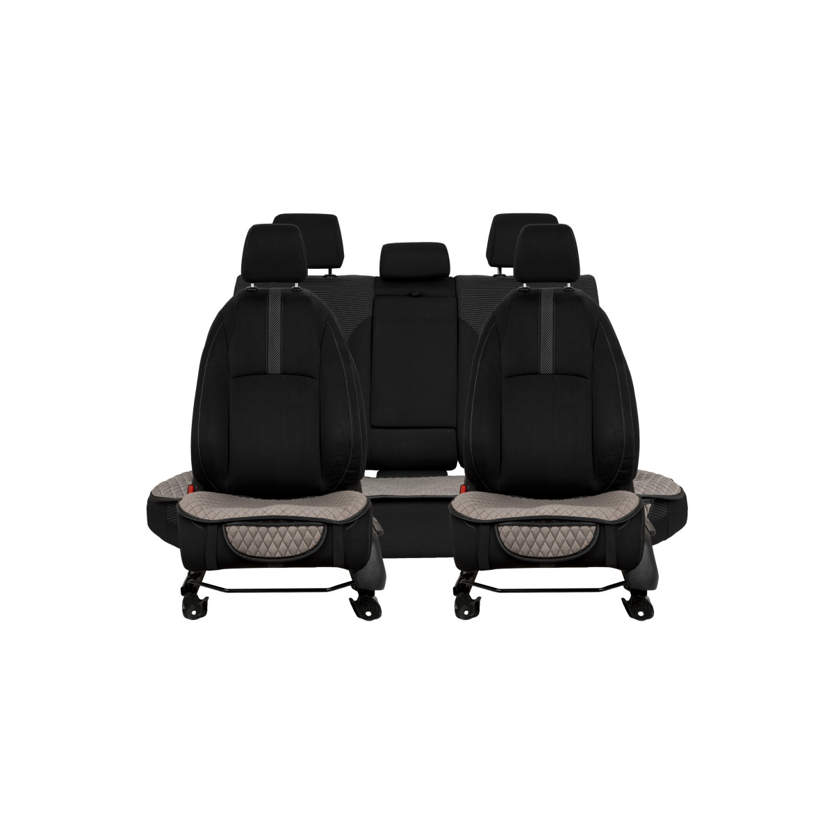 EVAtech istuinsuojat, 3 kpl - harmaa / mustat reunat / harmaat ompeleet EVAtech istuinsuojat, 3 kpl - harmaa / mustat reunat / harmaat ompeleet