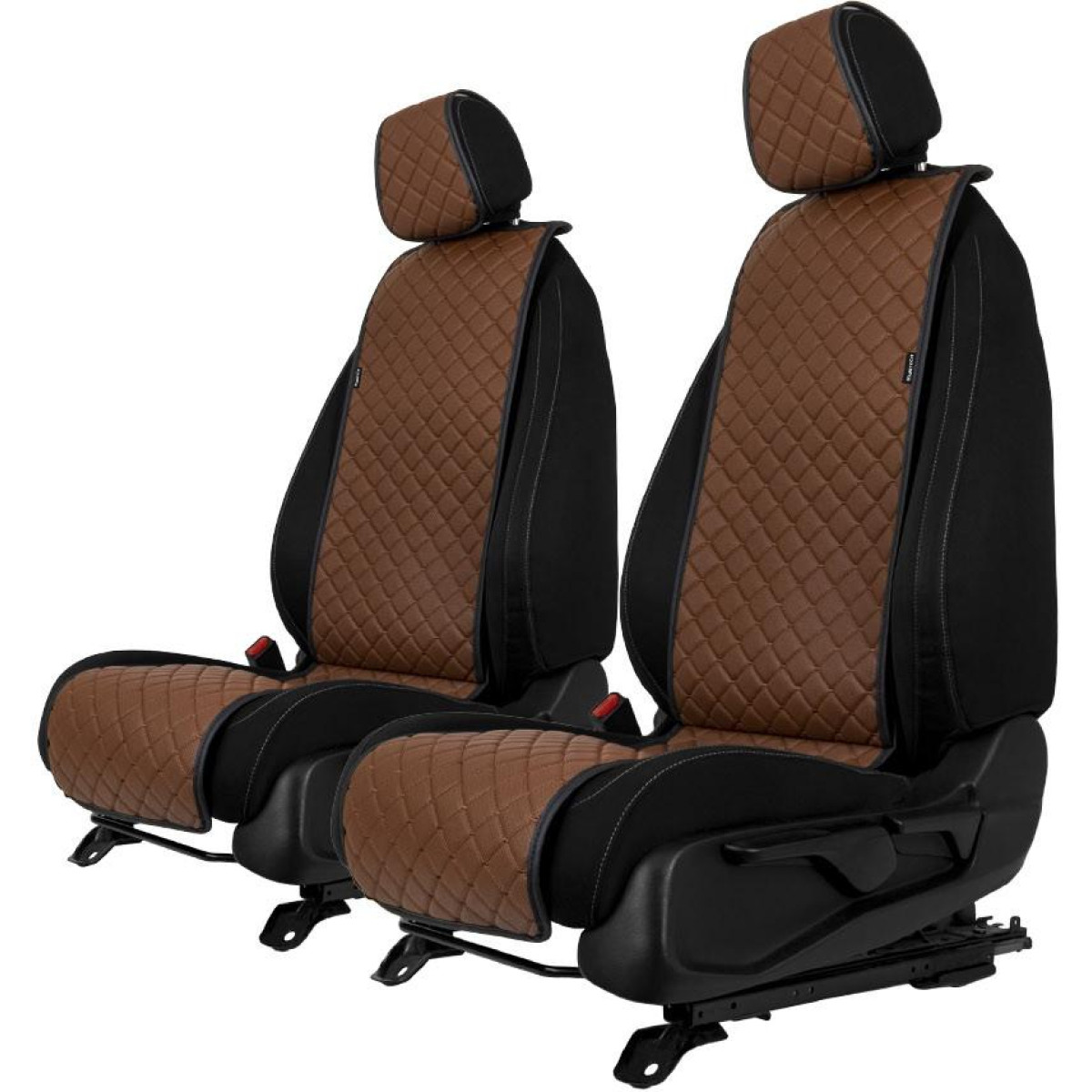 EVAtech ECO Basic -istuinsuojat, 2 kpl- ruskea / mustat reunat / ruskeat ompeleet