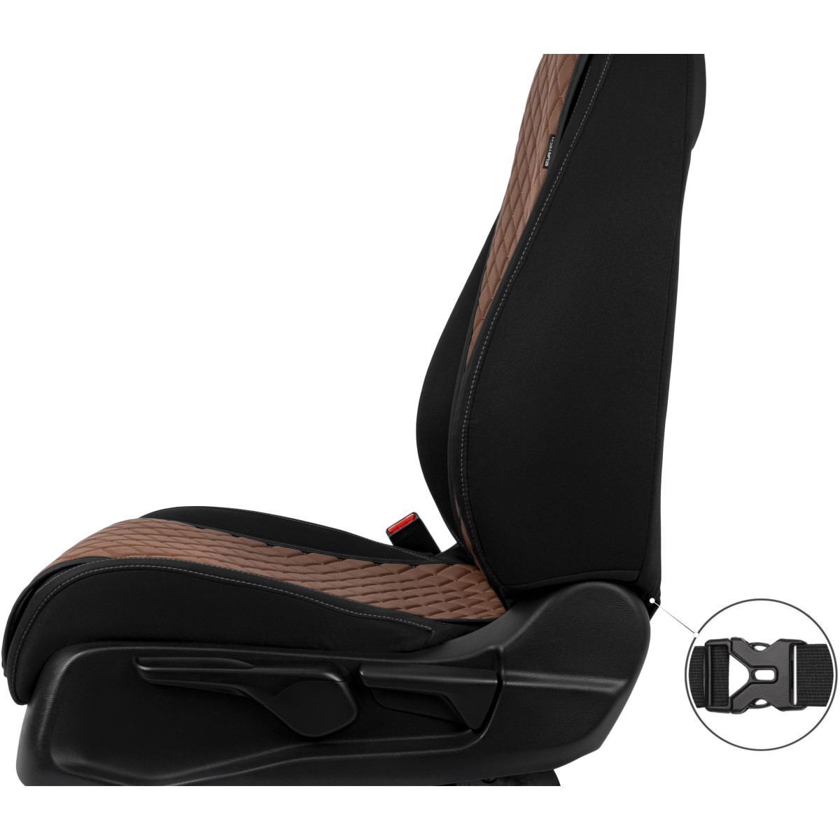 EVAtech ECO Basic -istuinsuojat, 2 kpl- ruskea / mustat reunat / ruskeat ompeleet